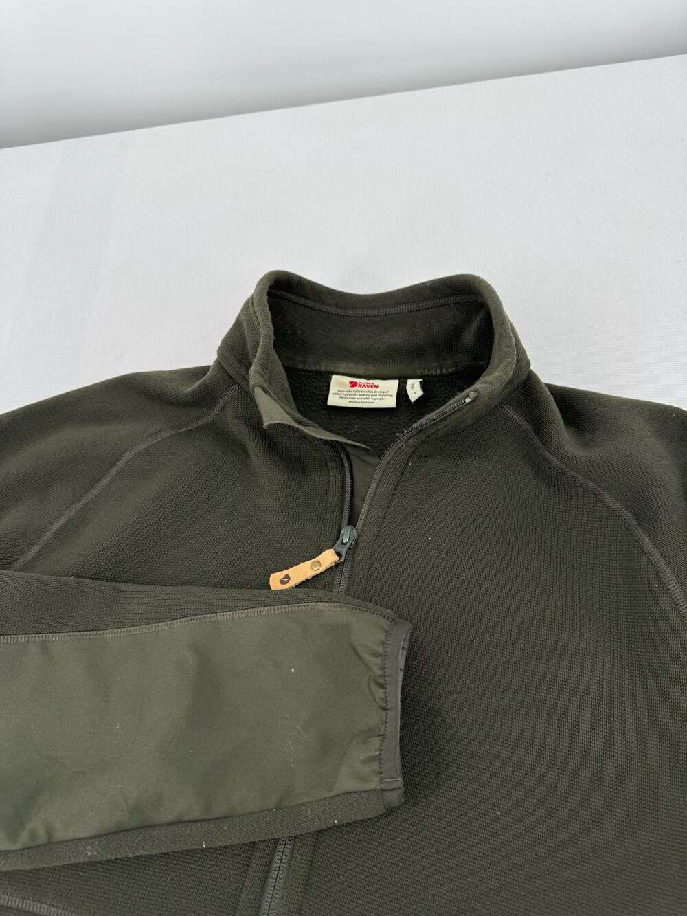 Fjallraven Övik Fleece Zip Sweater Size L Dark Green